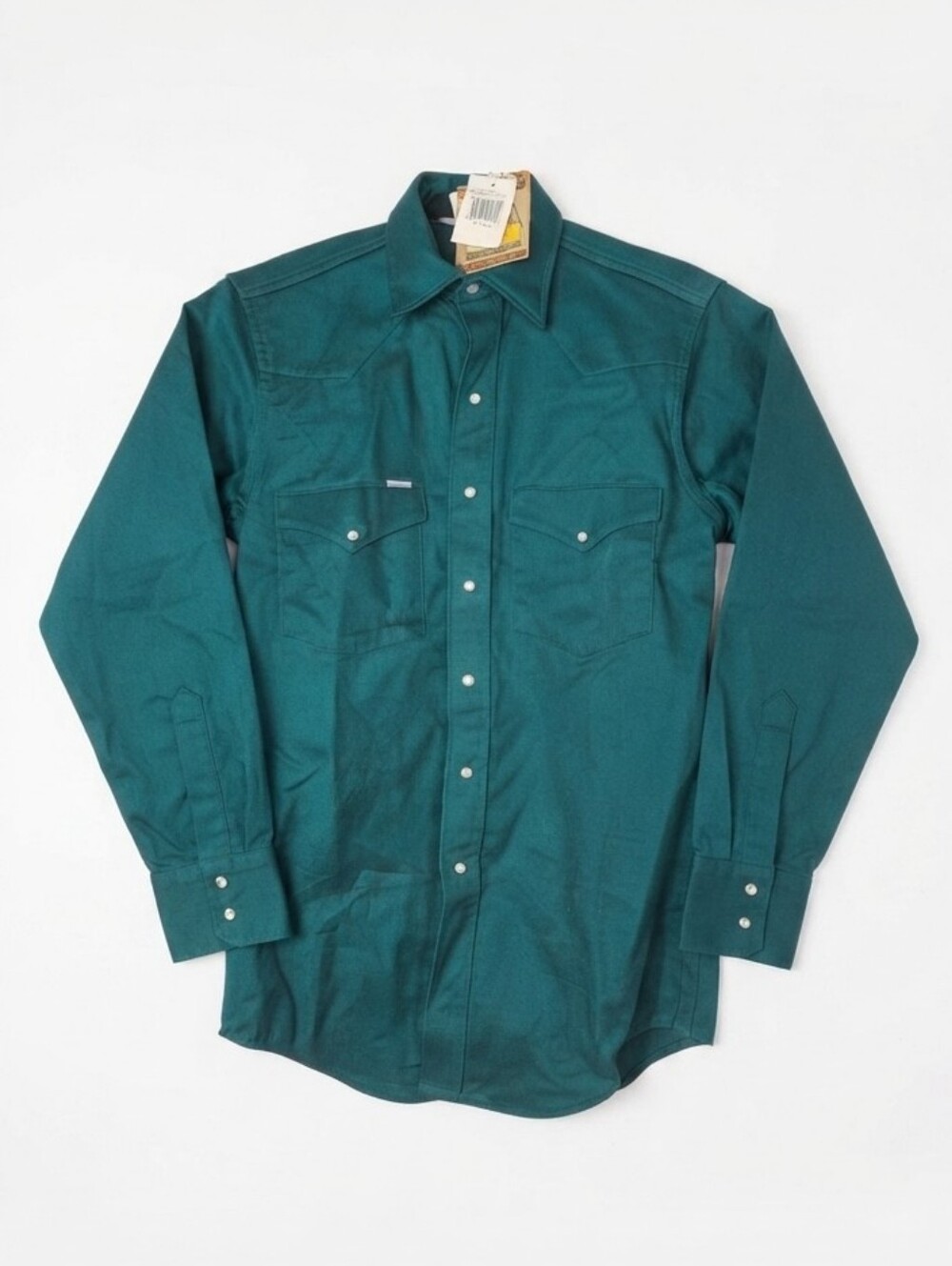 Deadstock Vintage 80s Carhartt Dark Green Pearl Snap Button Up Shirt Western